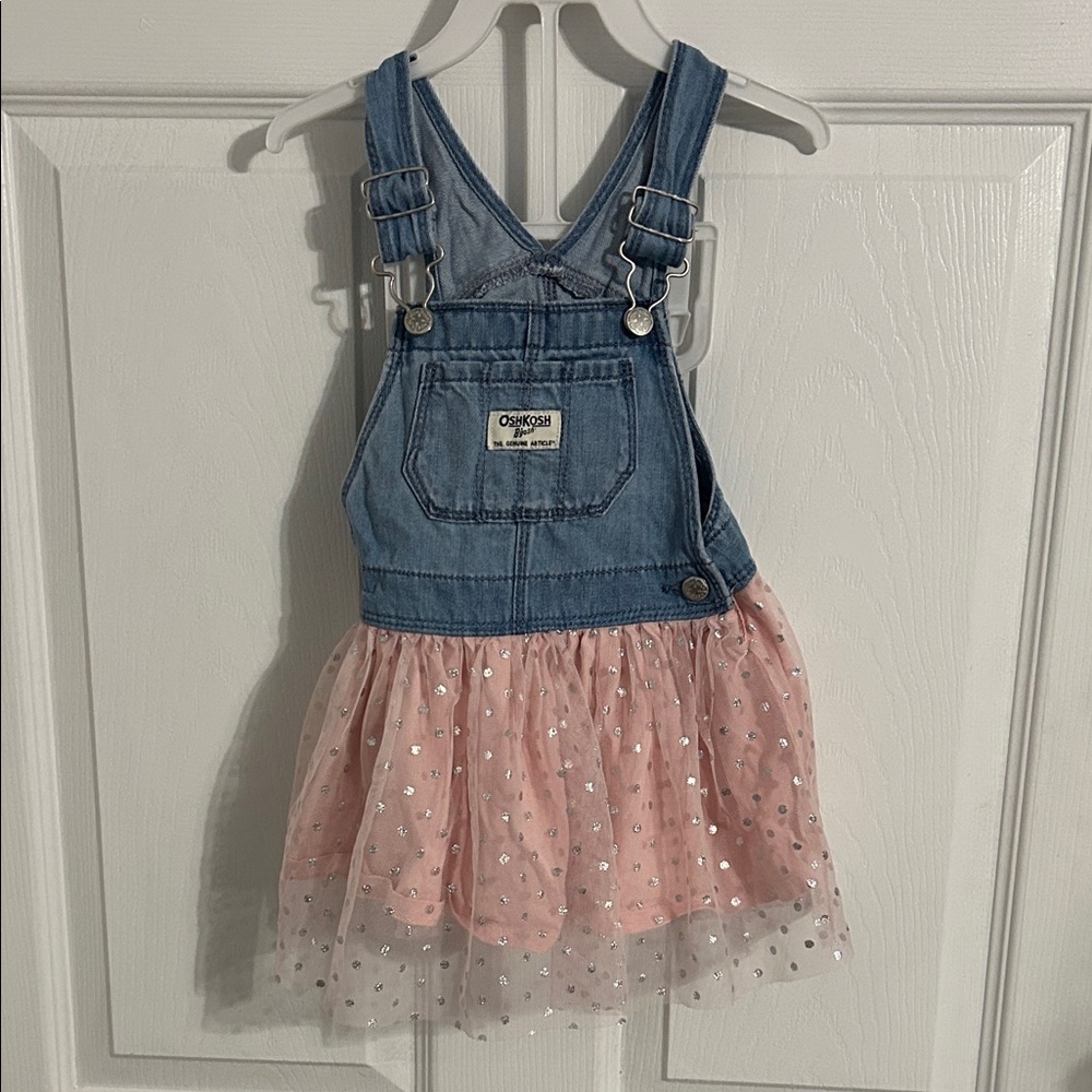 OshKosh B'gosh Denim and Pink Tulle Kids Overalls